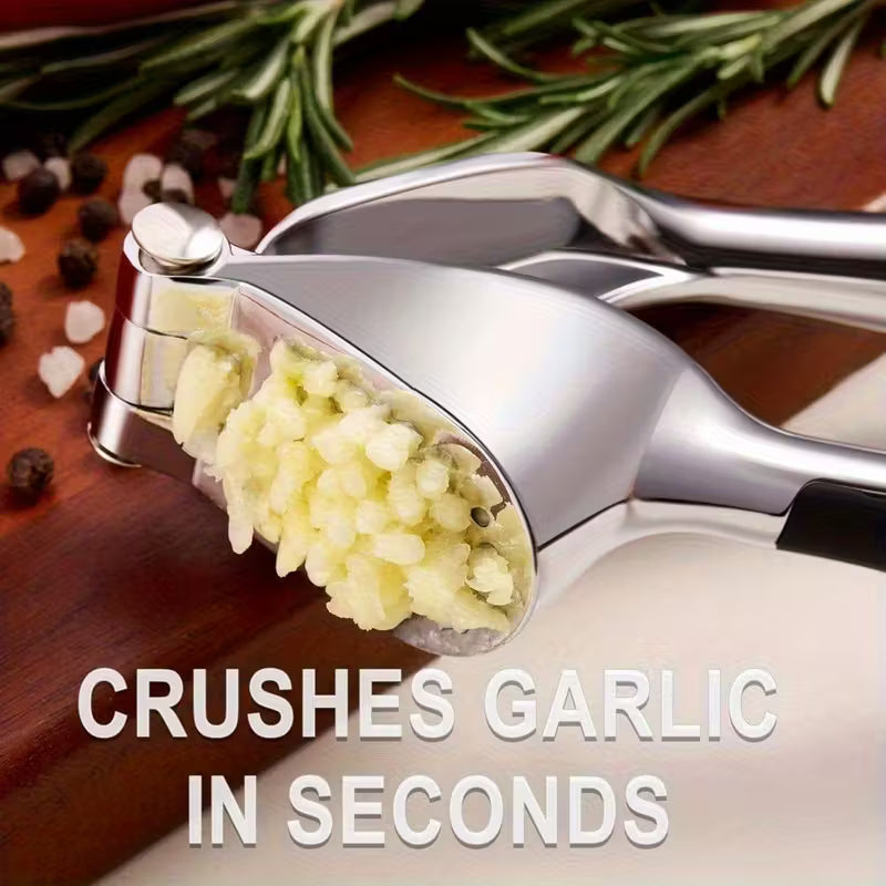 Stainless Steel Garlic Press Garlic Crusher - Ergonomic Easy-Grip Handle, Rust-Resistant Zinc Alloy